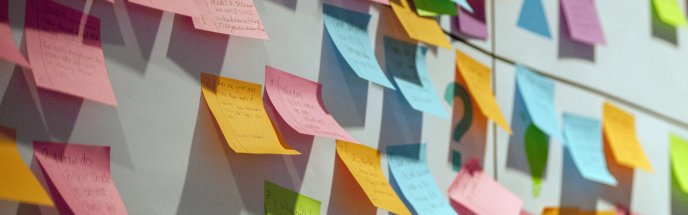 sticky notes on a wall